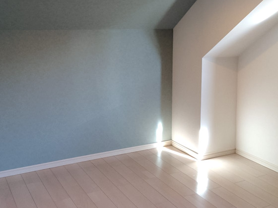神戸町の内装リフォーム事例 ダウンライトとアクセントクロスで明るく照らす子供部屋